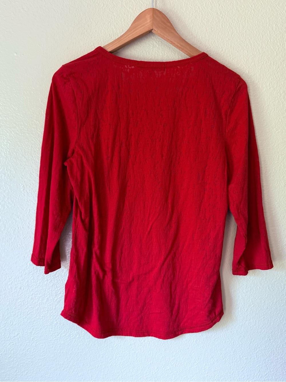 ❇️B.L.E.U. Red Scoop Neck Long Sleeve Top with Black Ornate Print 2 for $22❇️ - Picture 3 of 4